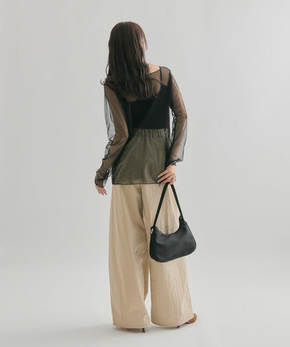 透視開衩網紗上衣