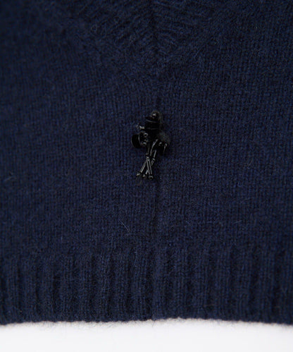 【25週年紀念款】寶石裝飾短款V領針織衫