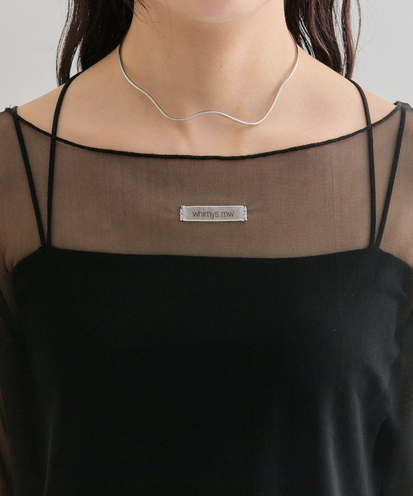 透視開衩網紗上衣