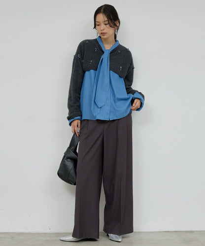 【25週年紀念款】寶石裝飾短款V領針織衫