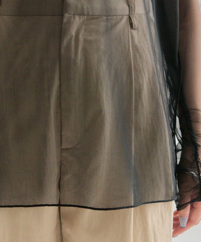 透視開衩網紗上衣