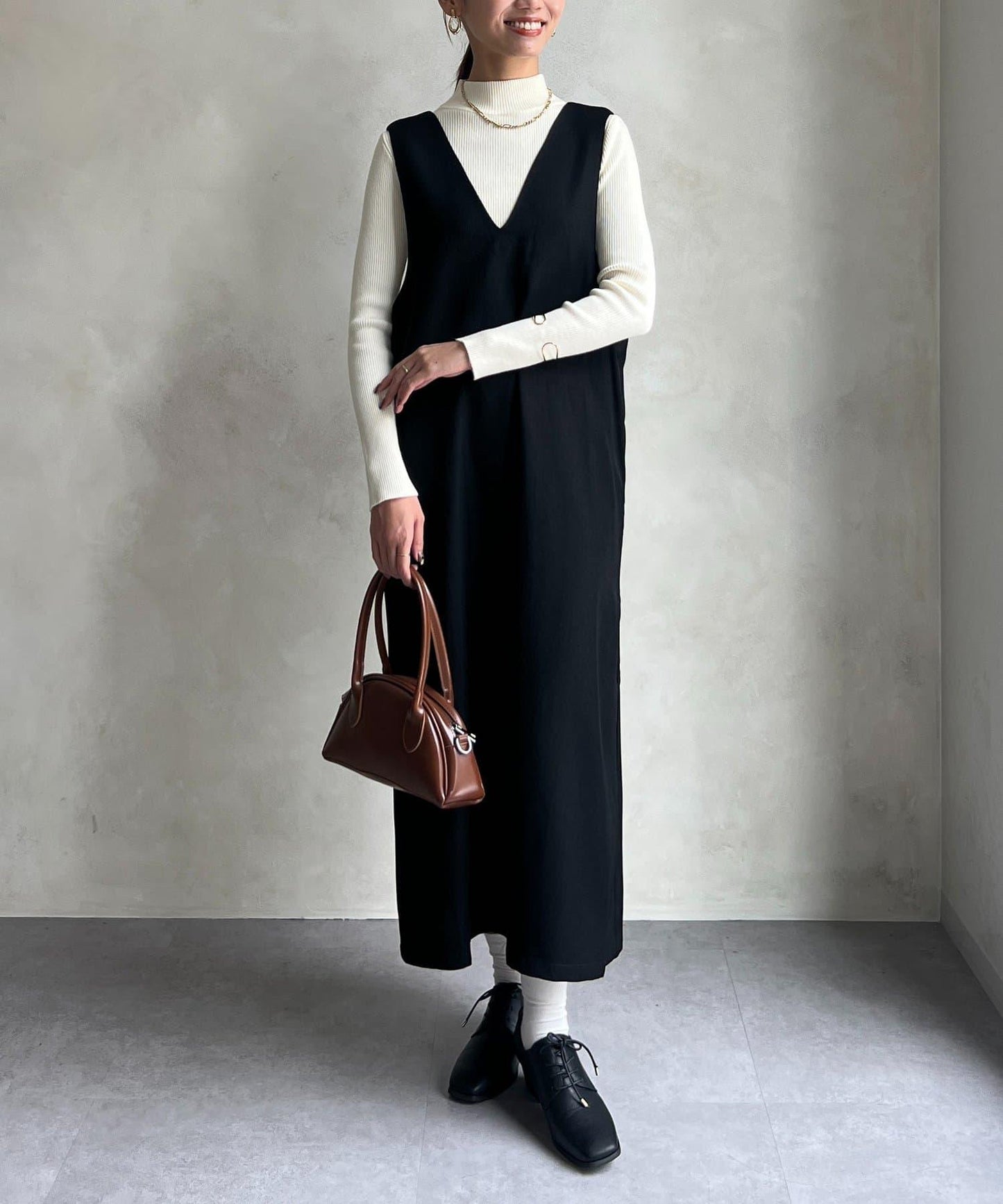 內搭套裝高腰帶連衣裙