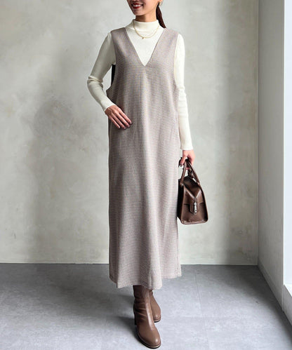 內搭套裝高腰帶連衣裙