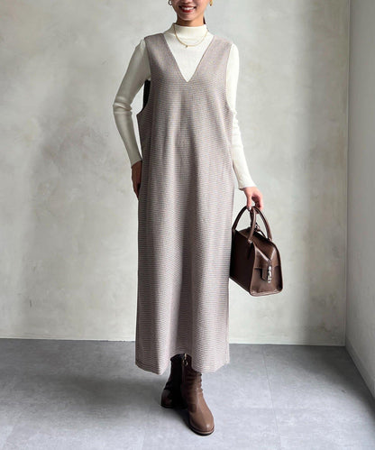 內搭套裝高腰帶連衣裙