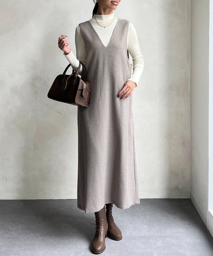 內搭套裝高腰帶連衣裙