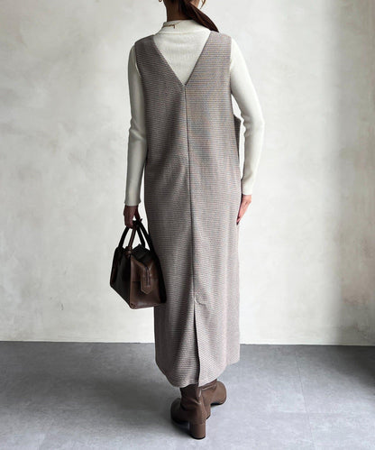 內搭套裝高腰帶連衣裙