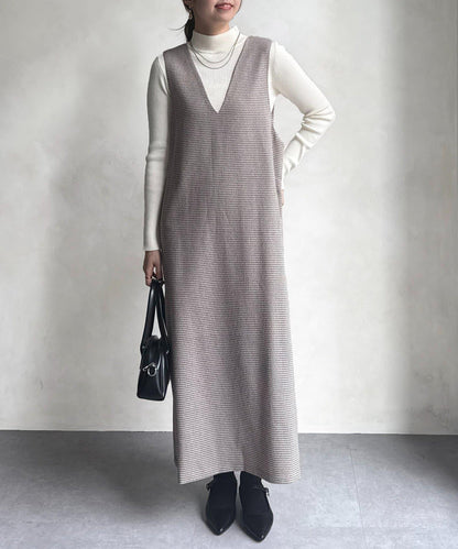 內搭套裝高腰帶連衣裙