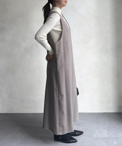 內搭套裝高腰帶連衣裙