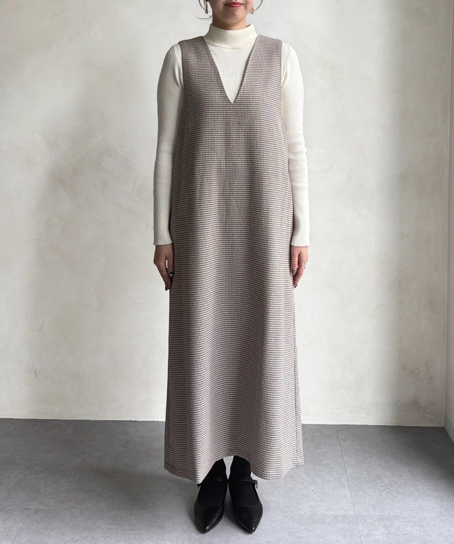 內搭套裝高腰帶連衣裙