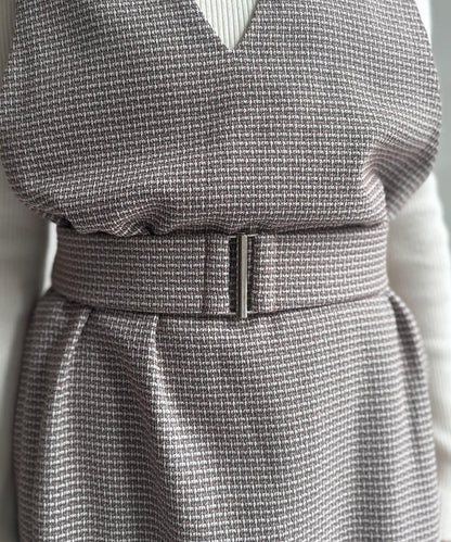 內搭套裝高腰帶連衣裙