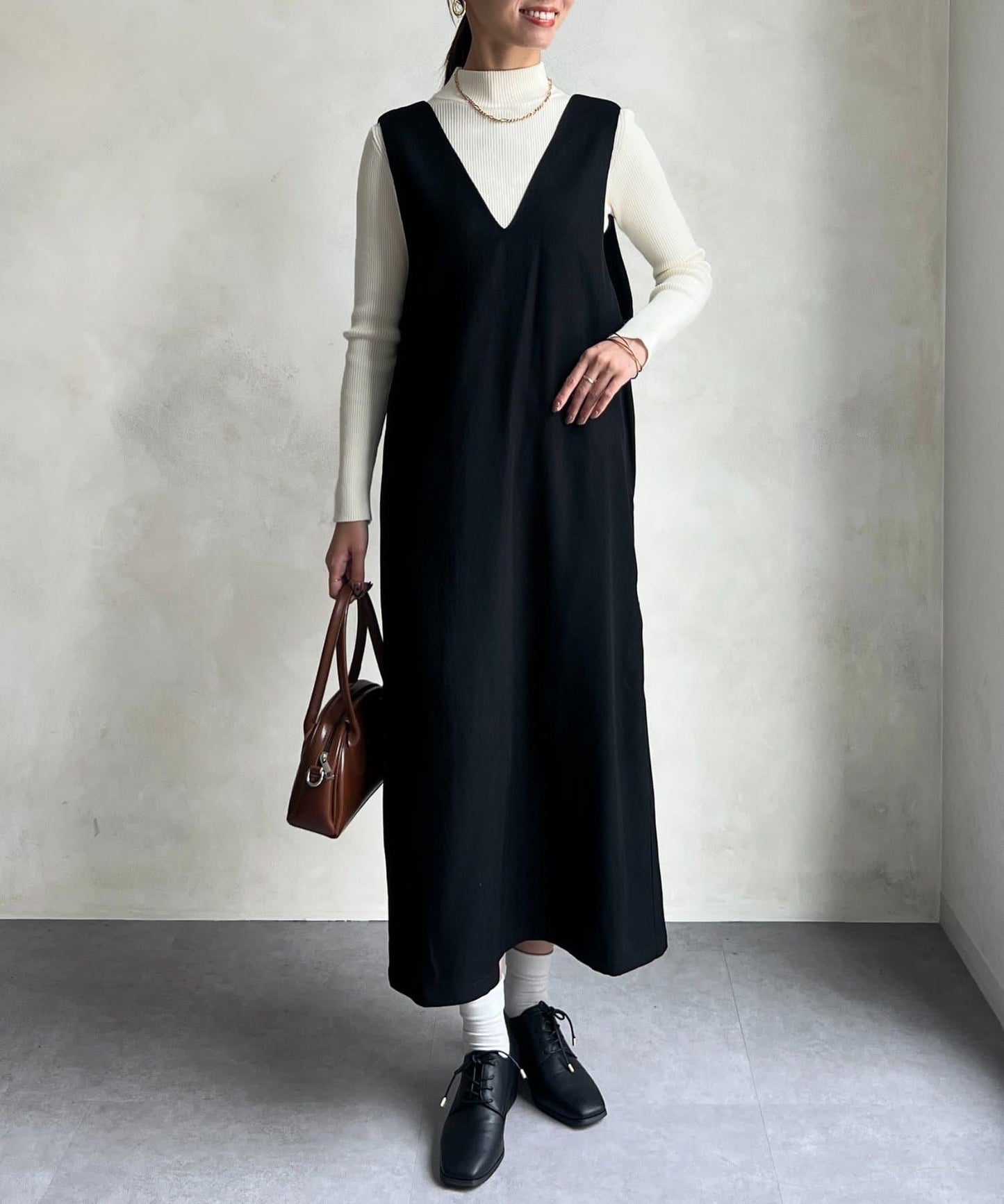 內搭套裝高腰帶連衣裙