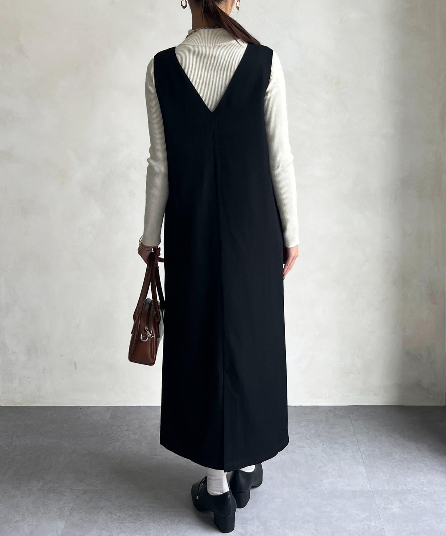 內搭套裝高腰帶連衣裙