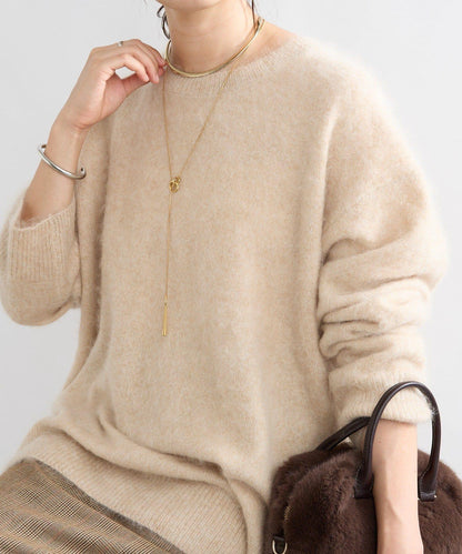 【蓬鬆質感】起毛羊毛側開叉針織衫
