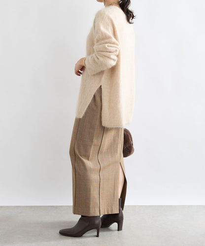 【蓬鬆質感】起毛羊毛側開叉針織衫