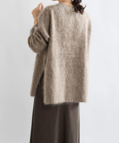 【蓬鬆質感】起毛羊毛側開叉針織衫