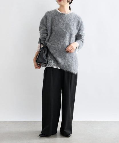 【蓬鬆質感】起毛羊毛側開叉針織衫