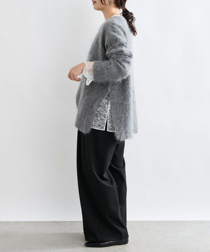 【蓬鬆質感】起毛羊毛側開叉針織衫