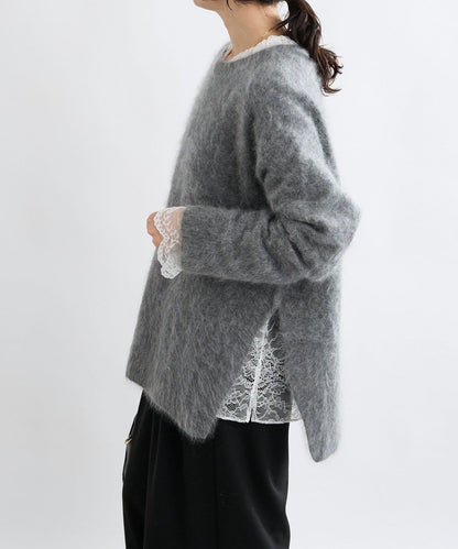 【蓬鬆質感】起毛羊毛側開叉針織衫