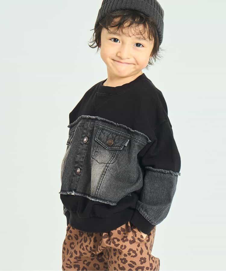 牛仔拼接套頭衫