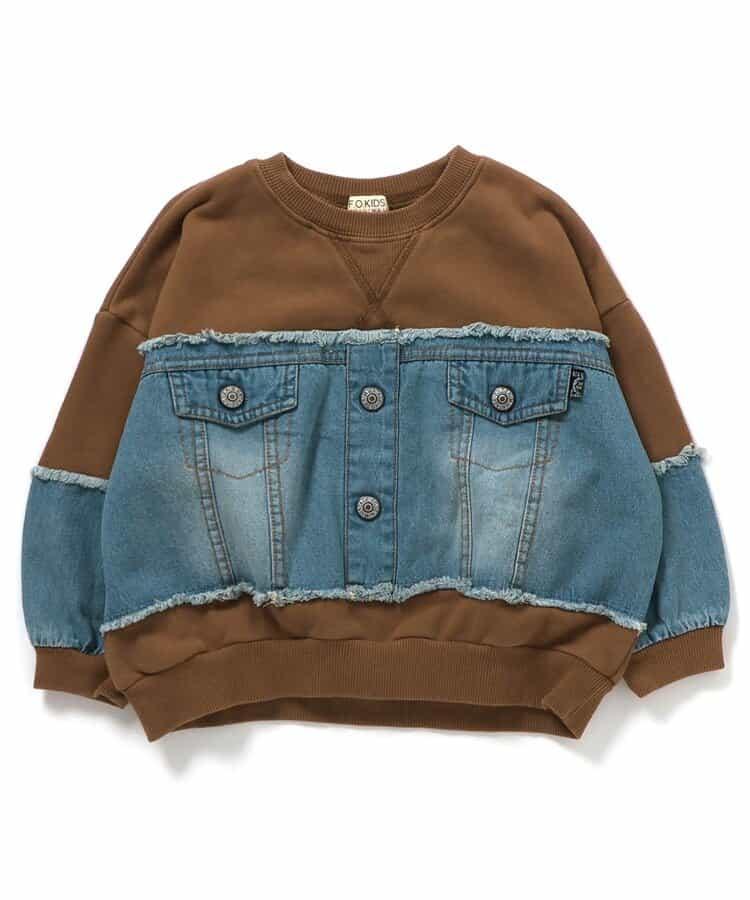 牛仔拼接套頭衫