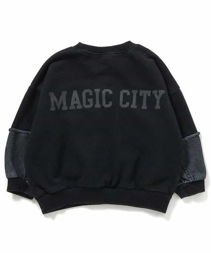 牛仔拼接套頭衫