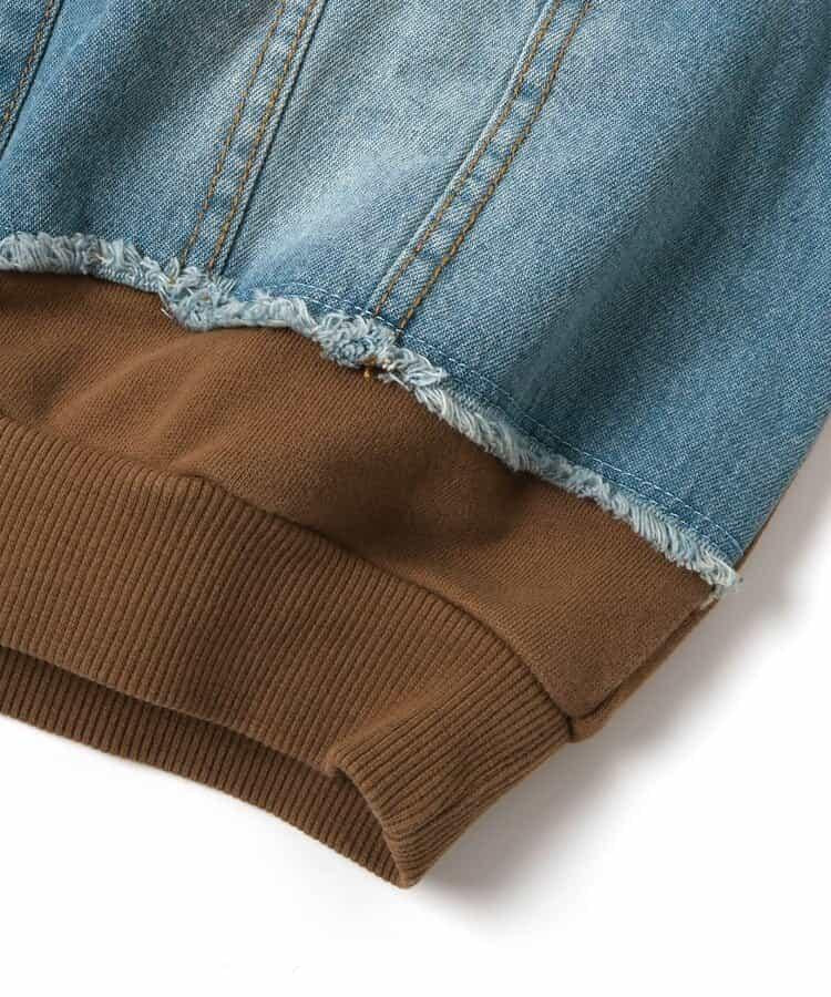 牛仔拼接套頭衫