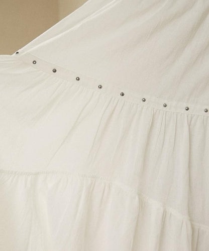 鉚釘裝飾不對稱層疊半身裙