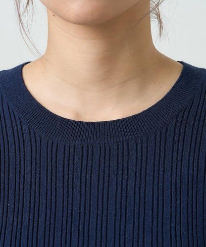 袖配色 リブニット トップス 　限定展開