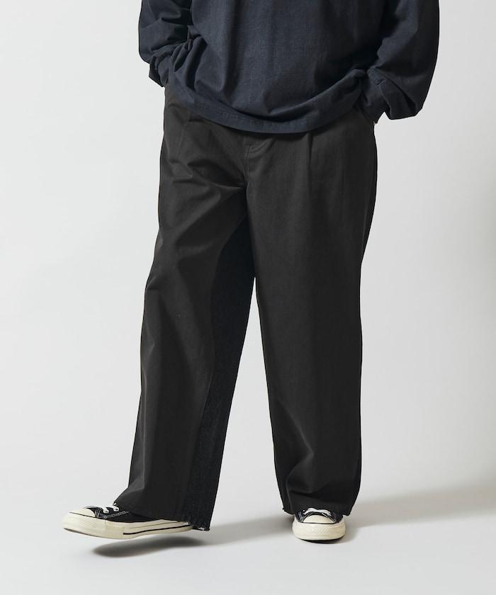 拼接牛仔休閒褲 / 寬鬆直筒褲