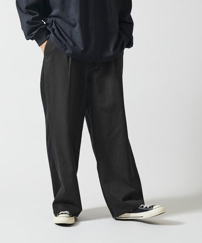 拼接牛仔休閒褲 / 寬鬆直筒褲