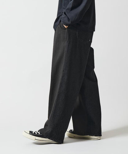 拼接牛仔休閒褲 / 寬鬆直筒褲