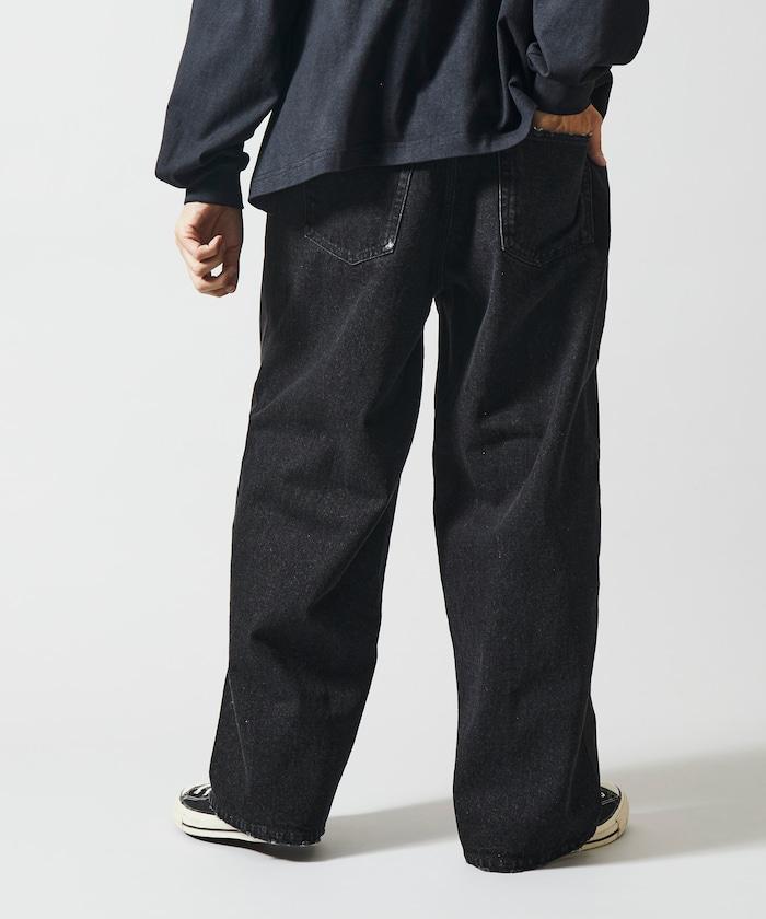 拼接牛仔休閒褲 / 寬鬆直筒褲