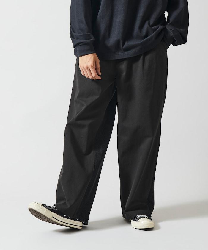 拼接牛仔休閒褲 / 寬鬆直筒褲