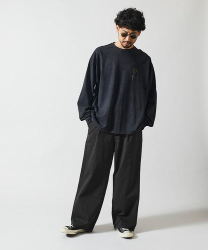 拼接牛仔休閒褲 / 寬鬆直筒褲