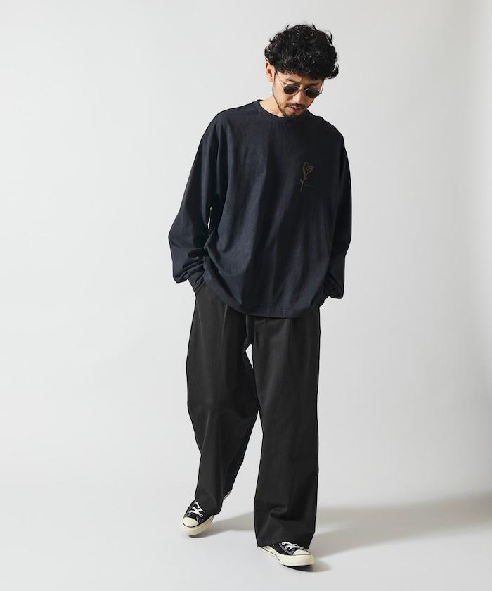 拼接牛仔休閒褲 / 寬鬆直筒褲