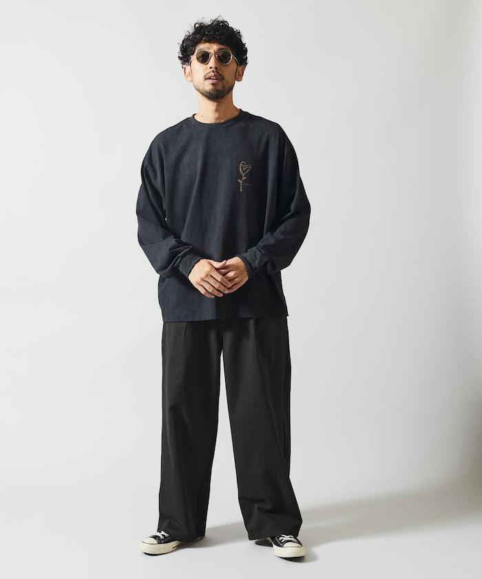 拼接牛仔休閒褲 / 寬鬆直筒褲