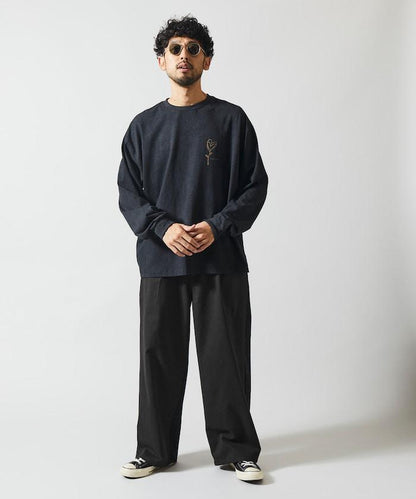 拼接牛仔休閒褲 / 寬鬆直筒褲