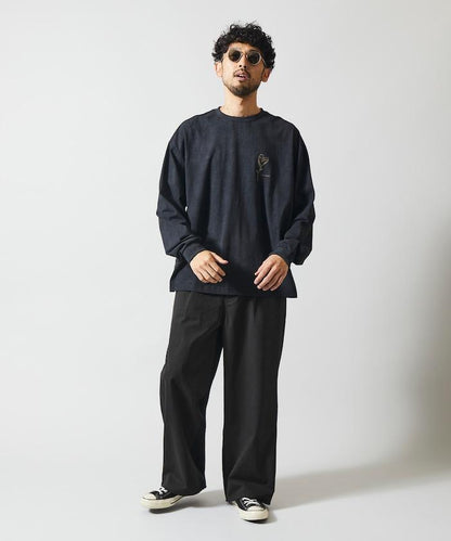 拼接牛仔休閒褲 / 寬鬆直筒褲