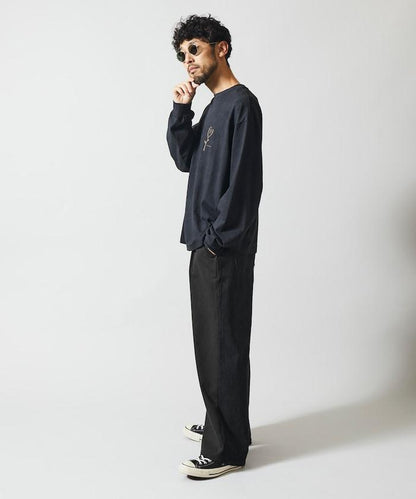 拼接牛仔休閒褲 / 寬鬆直筒褲