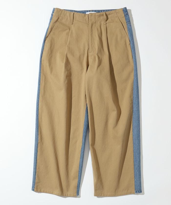 拼接牛仔休閒褲 / 寬鬆直筒褲