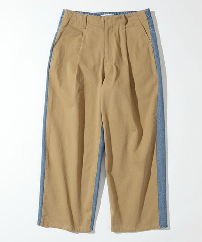 拼接牛仔休閒褲 / 寬鬆直筒褲