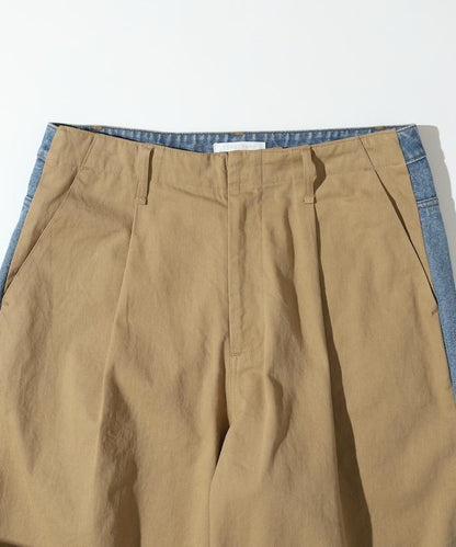 拼接牛仔休閒褲 / 寬鬆直筒褲