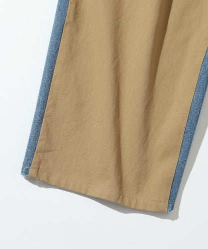 拼接牛仔休閒褲 / 寬鬆直筒褲