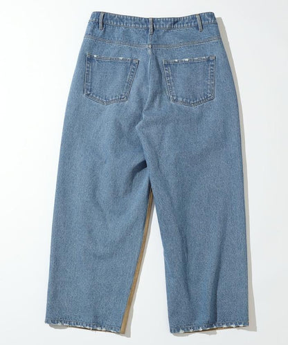 拼接牛仔休閒褲 / 寬鬆直筒褲