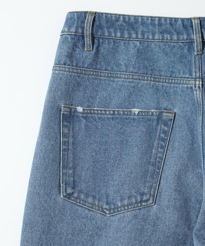 拼接牛仔休閒褲 / 寬鬆直筒褲