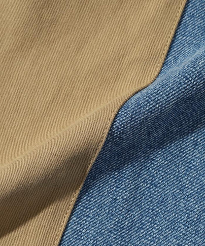 拼接牛仔休閒褲 / 寬鬆直筒褲