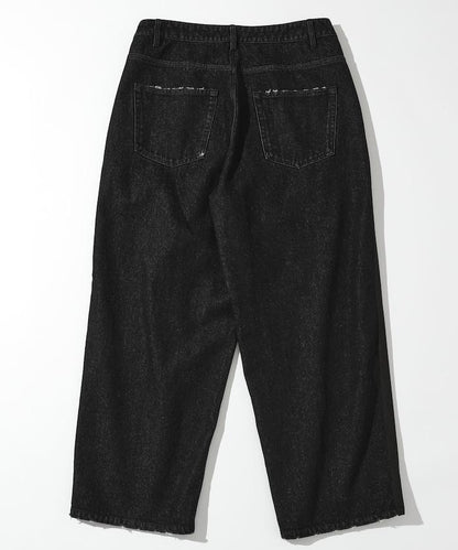 拼接牛仔休閒褲 / 寬鬆直筒褲