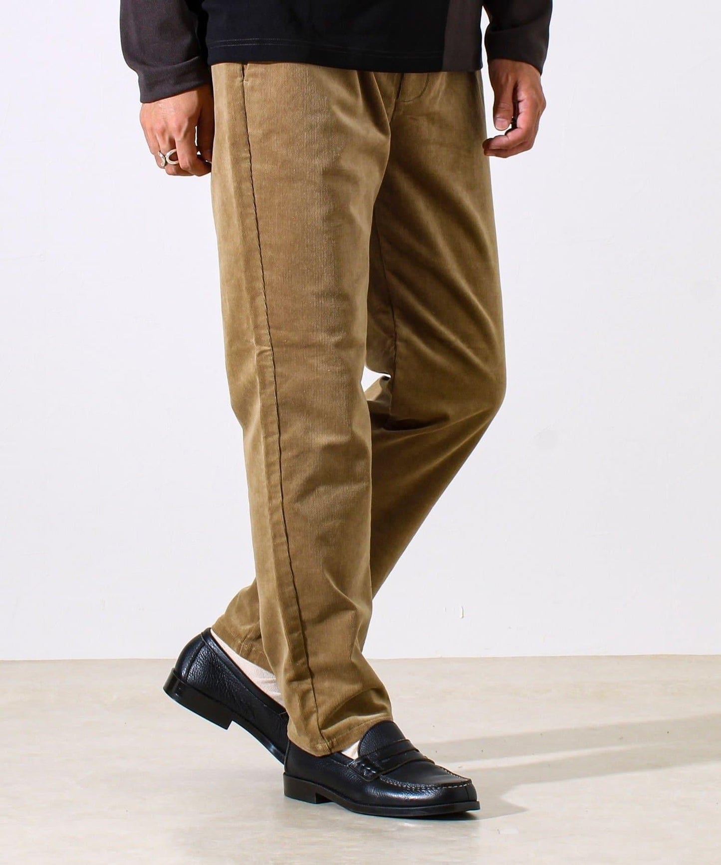 【保暖舒適且優雅】燈芯絨內里加絨彈力休閒褲