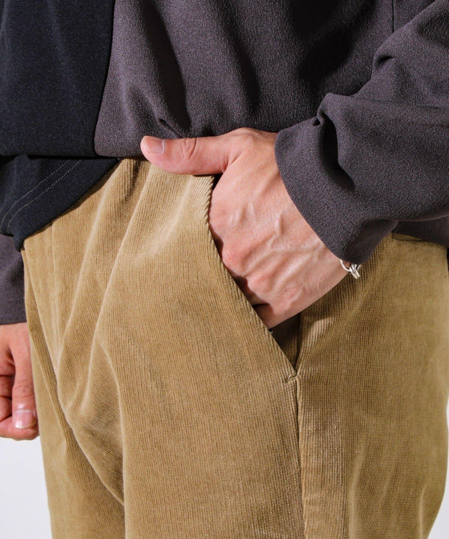 【保暖舒適且優雅】燈芯絨內里加絨彈力休閒褲