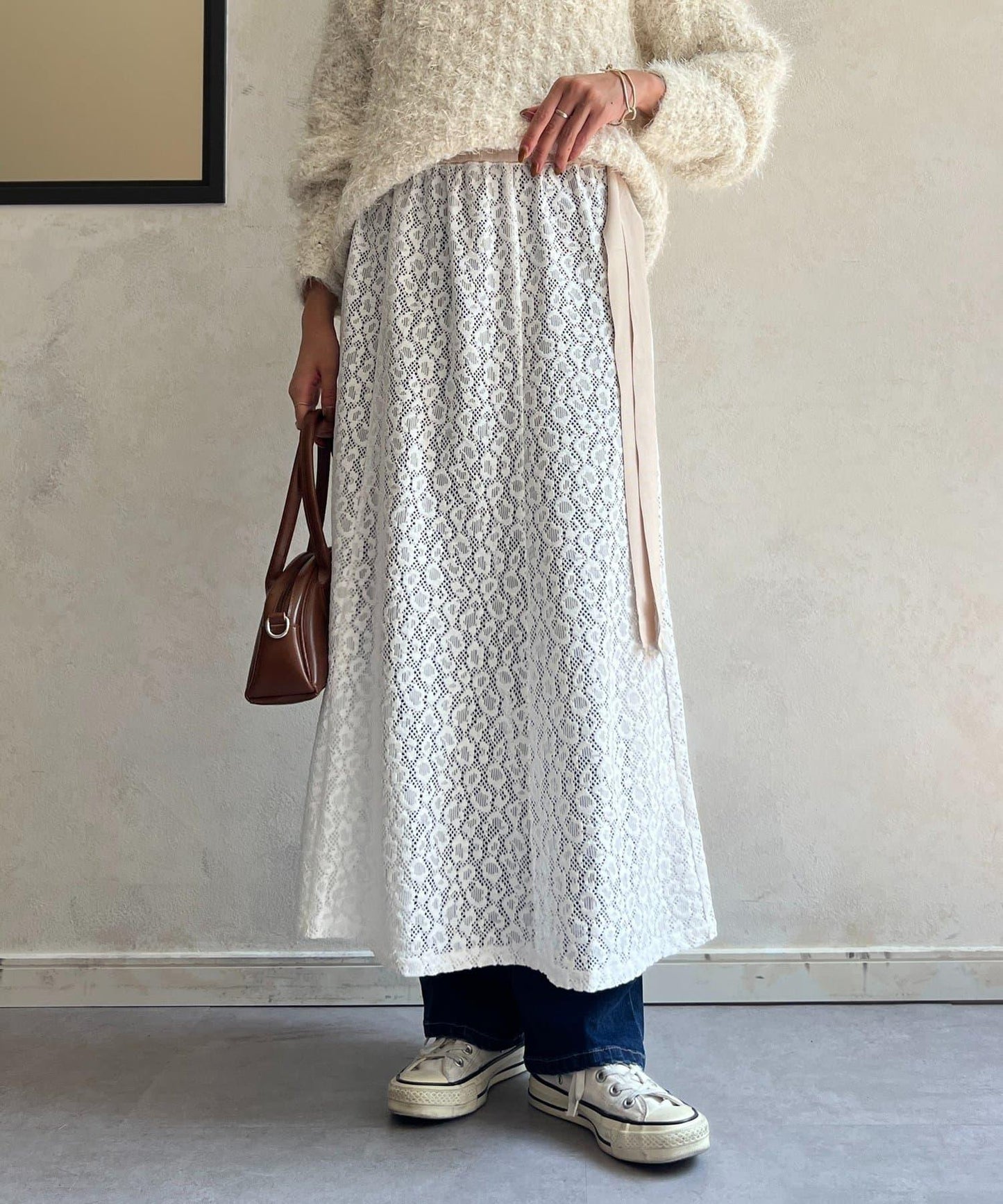 層疊喇叭蕾絲半身裙